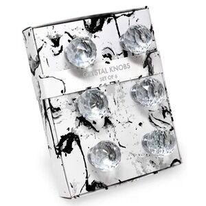 Isaac Jacobs Set of 6 Crystal Glass Knobs Clear Faceted Drawer Pulls CK02-406
